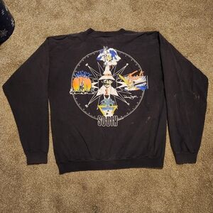 Vintage Panama Jack Black Long Sleeve Banded Bottom Pullover Shirt Size L/ XL